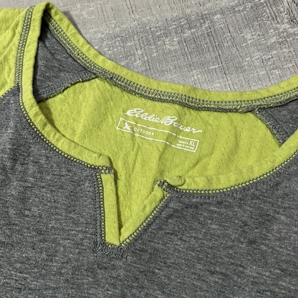Eddie Bauer Lime Green & Gray Long Sleeve Heavyweight Tee Shirt Top Size XL - Picture 4 of 10